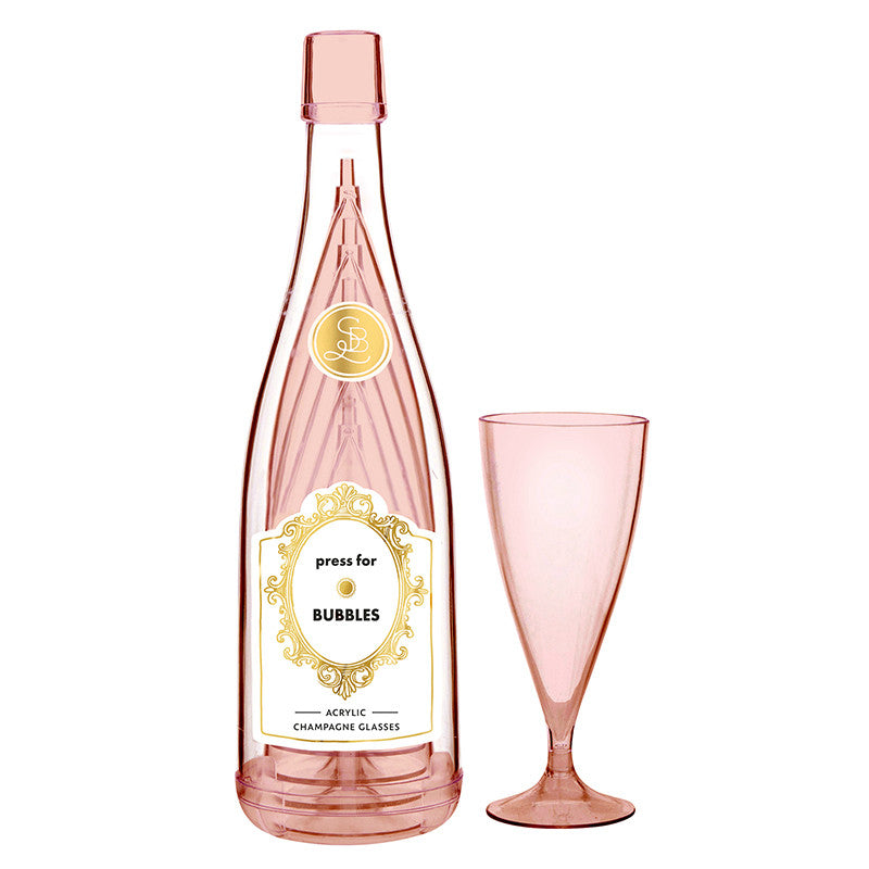 Acrylic Champagne Bottle + Glasses - Press For Bubbles PREORDER EARLY FEB