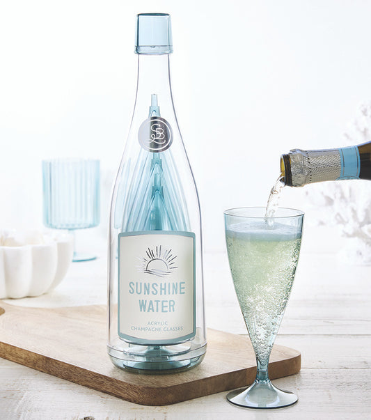 Acrylic Champagne Bottle + Glasses - Sunshine Water PREORDER EARLY FEB