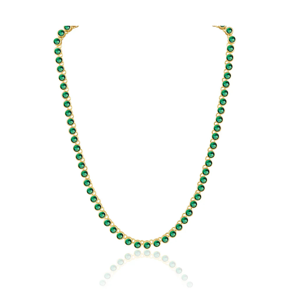 Emerald Bezel Tennis Necklace