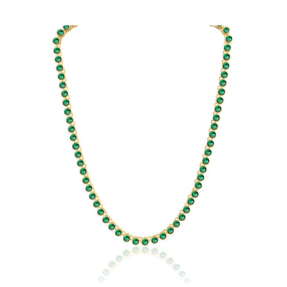 Emerald Bezel Tennis Necklace
