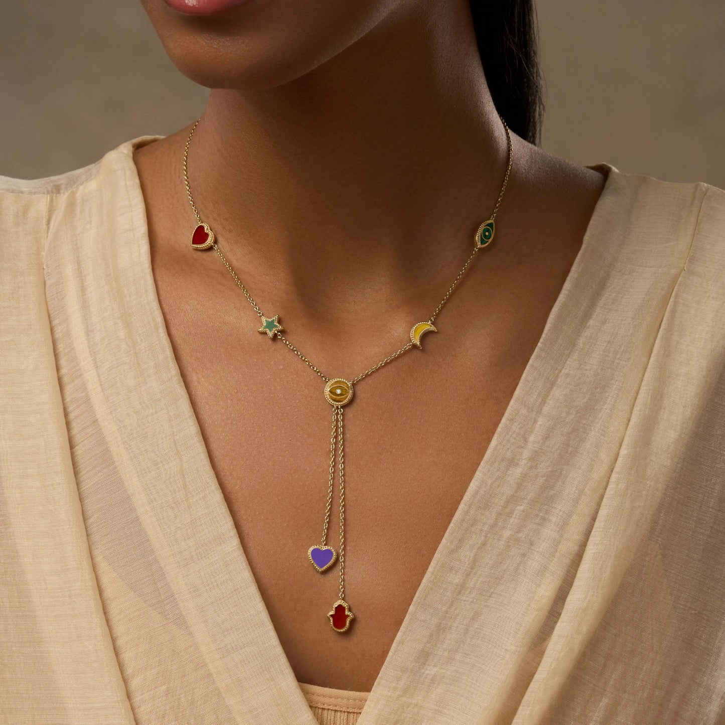 Maximize Joy Multi-Symbol & Multi-Gemstone Necklace