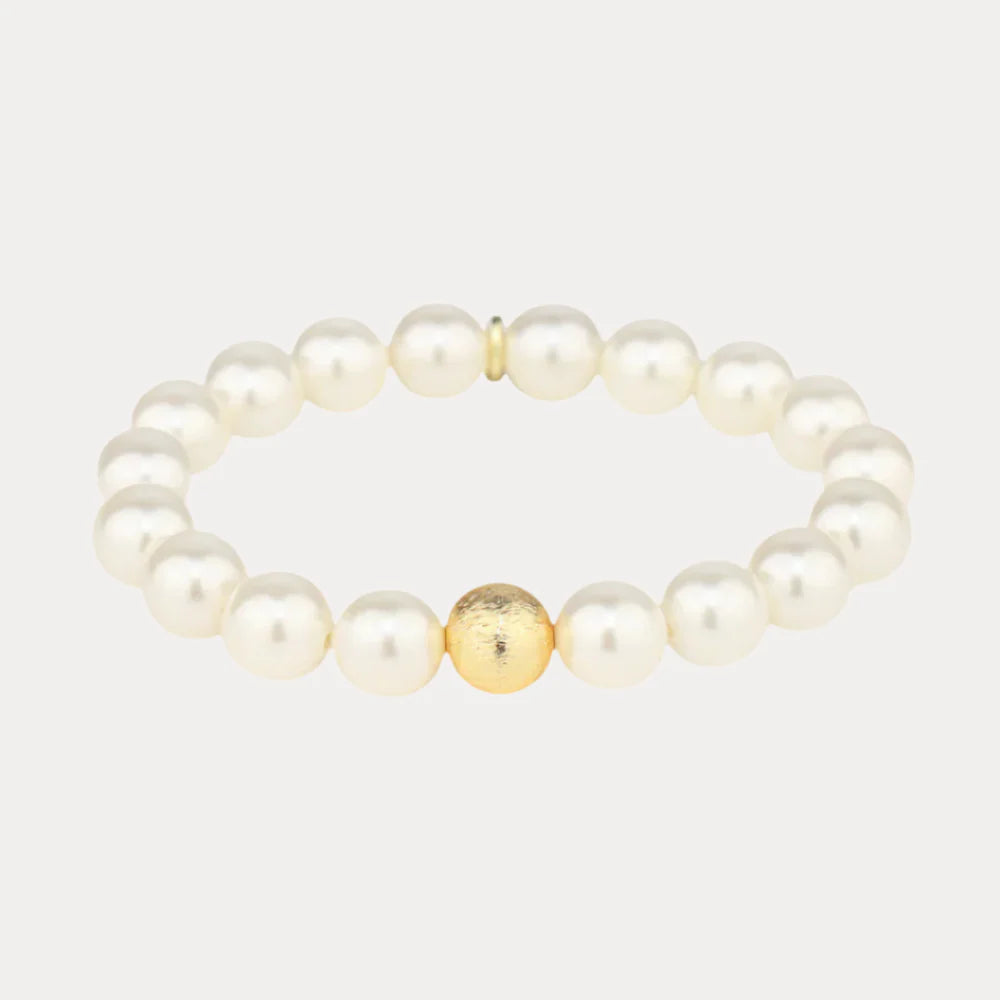 White Pearl Mala Beaded Bracelet