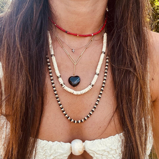 Kendall Gemstone Heart Chain Necklace (4 colors)