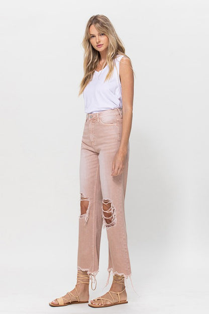 90's Vintage Crop Flare Jeans Light Rose- *Online only