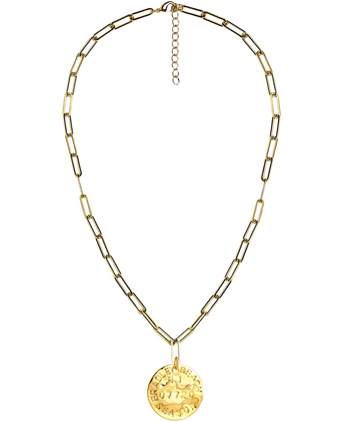 Beach Tag Charm Necklace – 18k Gold Plated