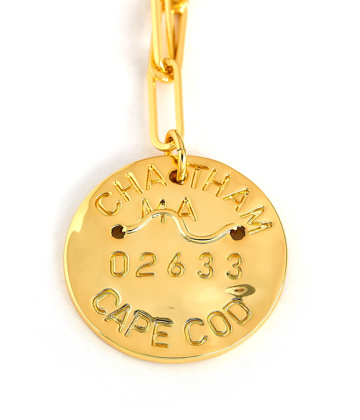 Beach Tag Charm Necklace – 18k Gold Plated