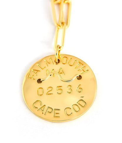 Beach Tag Charm Necklace – 18k Gold Plated