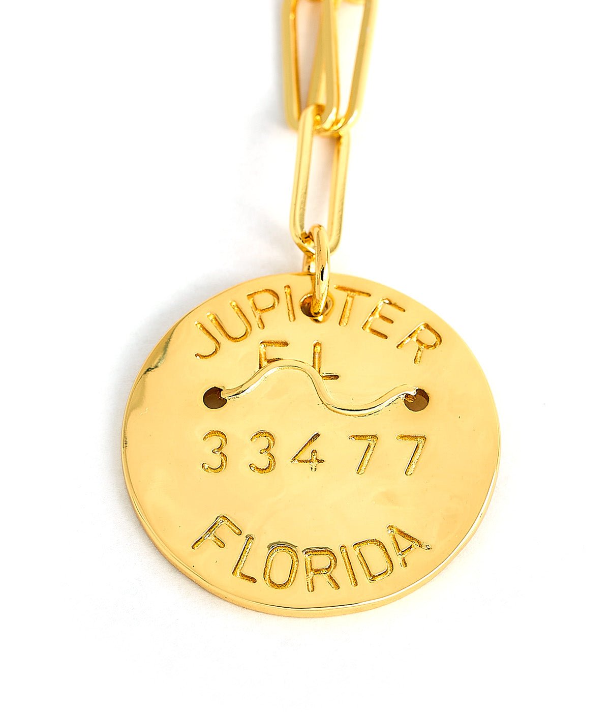 Beach Tag Charm Necklace – 18k Gold Plated