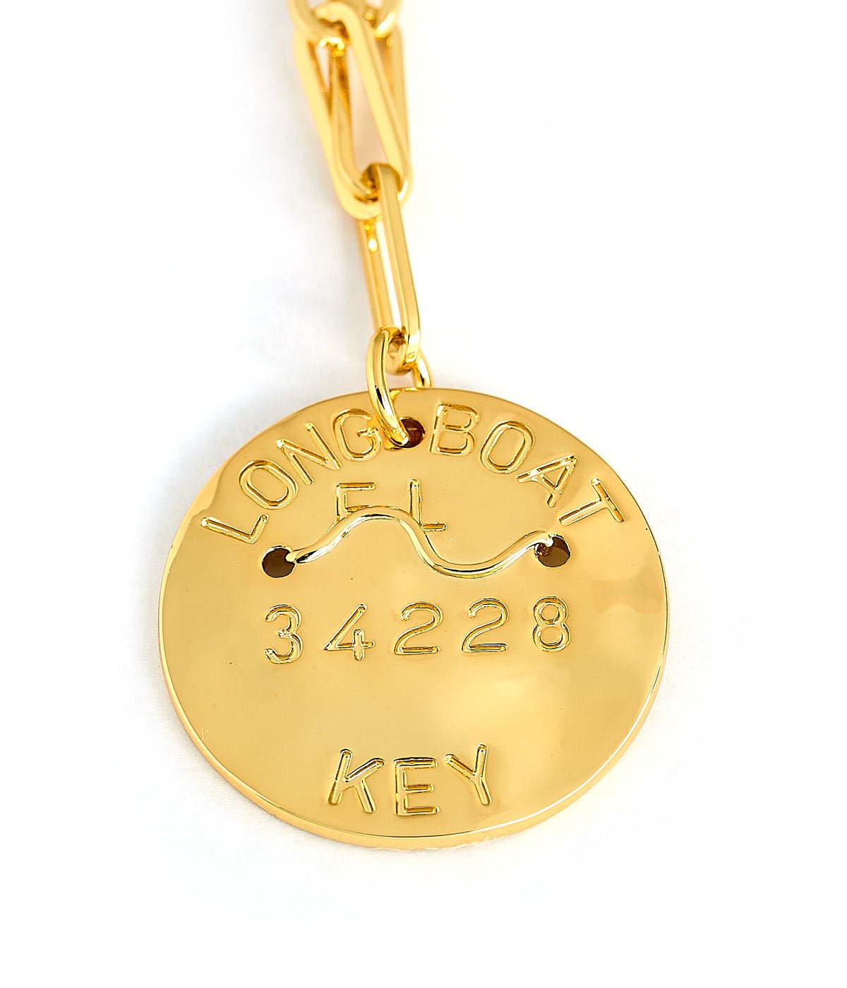 Beach Tag Charm Necklace – 18k Gold Plated