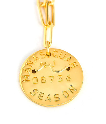 Beach Tag Charm Necklace – 18k Gold Plated