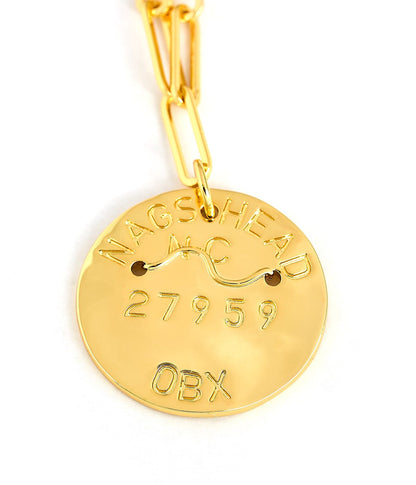 Beach Tag Charm Necklace – 18k Gold Plated