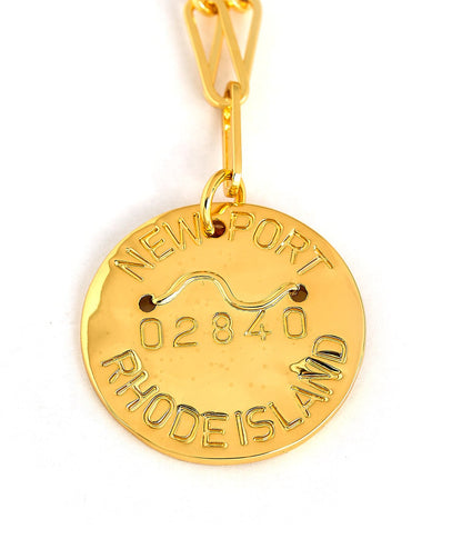 Beach Tag Charm Necklace – 18k Gold Plated