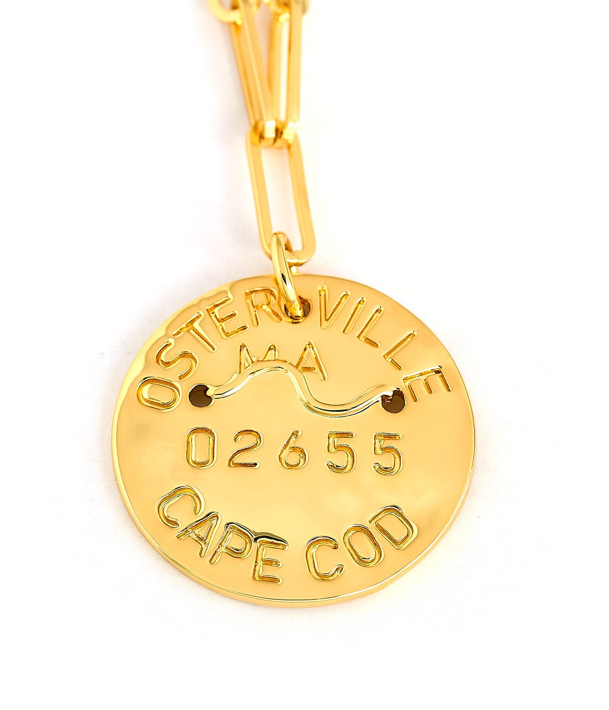 Beach Tag Charm Necklace – 18k Gold Plated