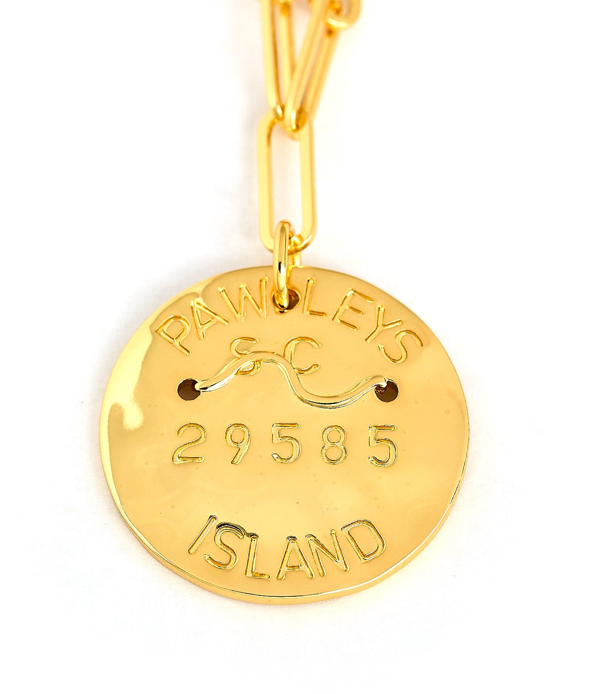 Beach Tag Charm Necklace – 18k Gold Plated