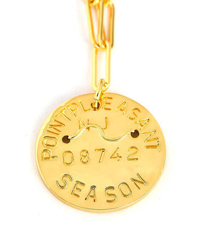 Beach Tag Charm Necklace – 18k Gold Plated