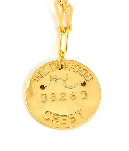 Beach Tag Charm Necklace – 18k Gold Plated