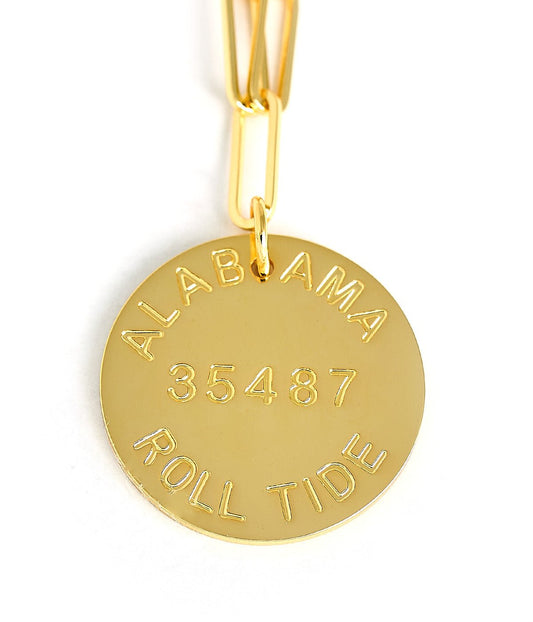 College Tag Charm Necklace - 18k Gold Plated Paper Clip Chain