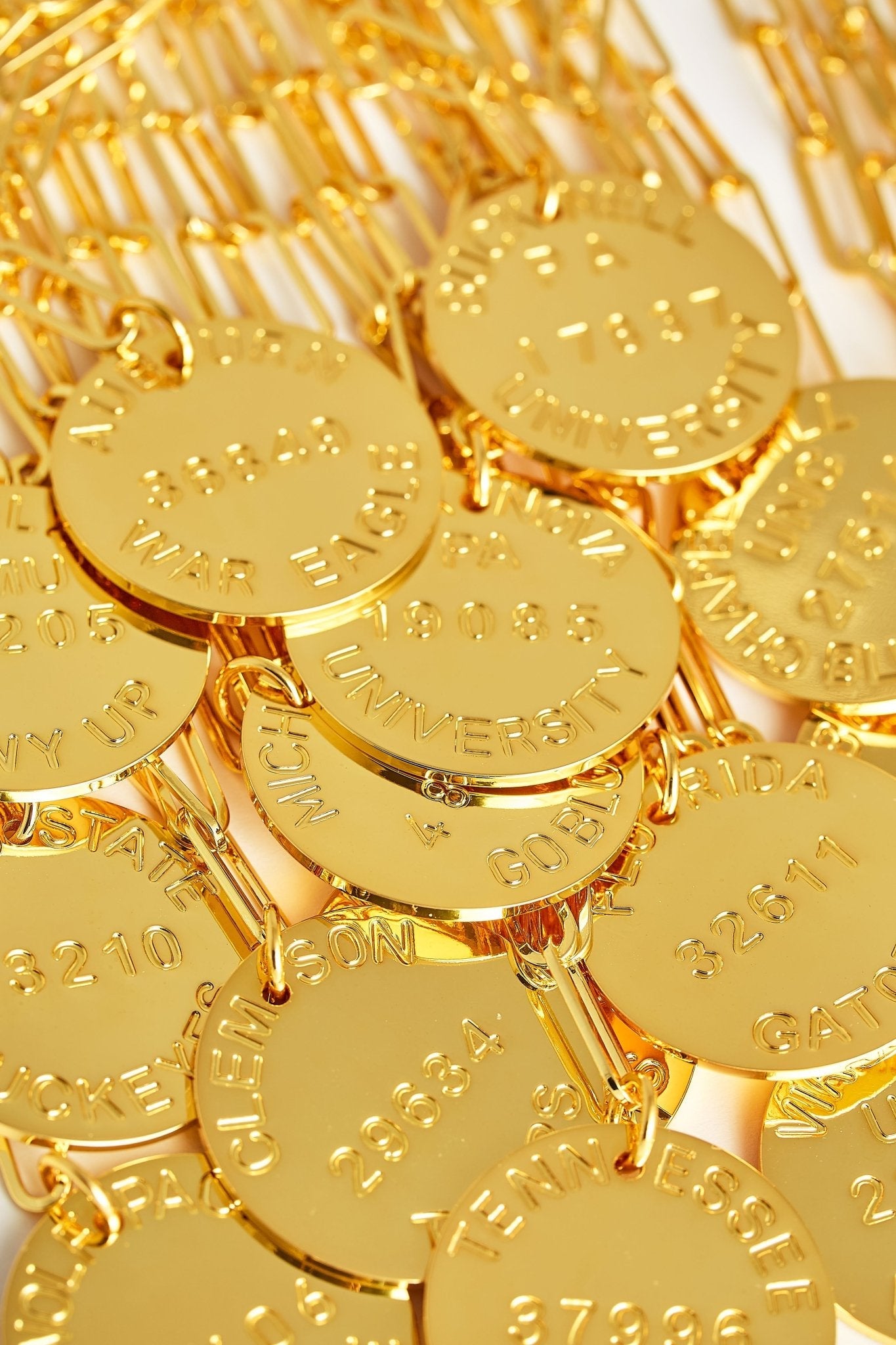 College Tag Charm Necklace - 18k Gold Plated Paper Clip Chain