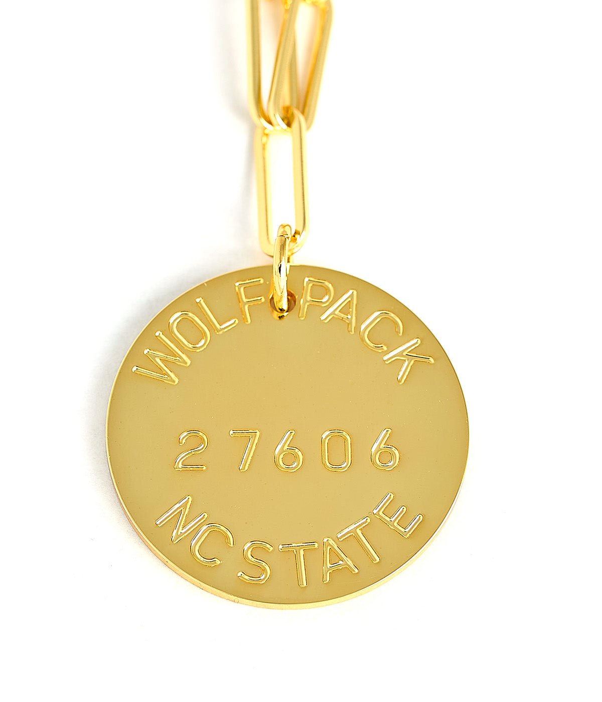 College Tag Charm Necklace - 18k Gold Plated Paper Clip Chain