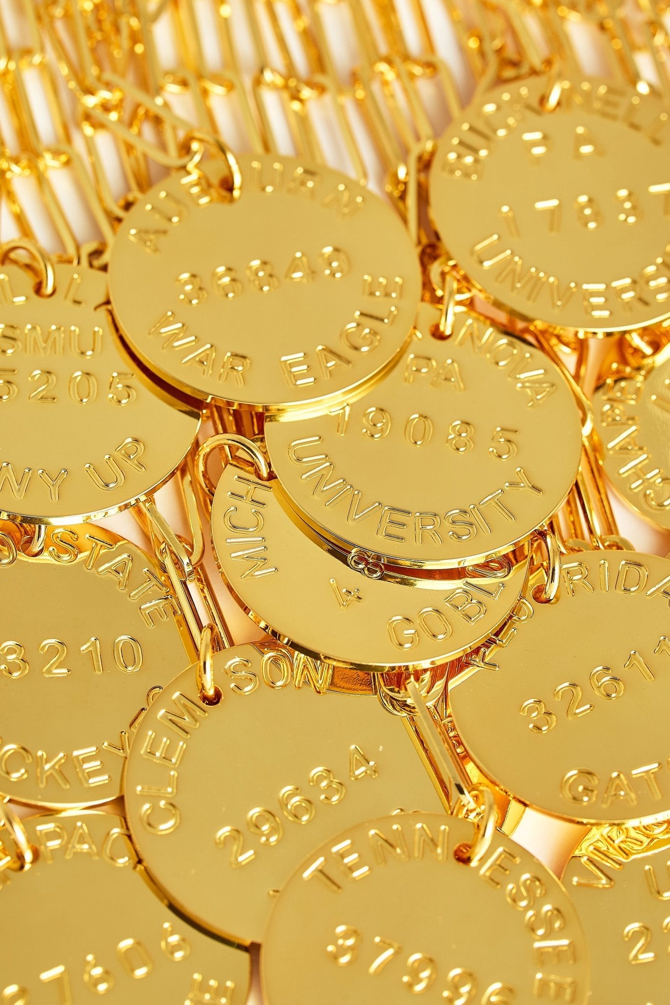 College Tag Charm Necklace - 18k Gold Plated Paper Clip Chain