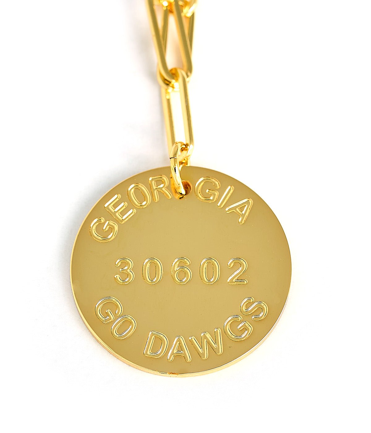 College Tag Charm Necklace - 18k Gold Plated Paper Clip Chain