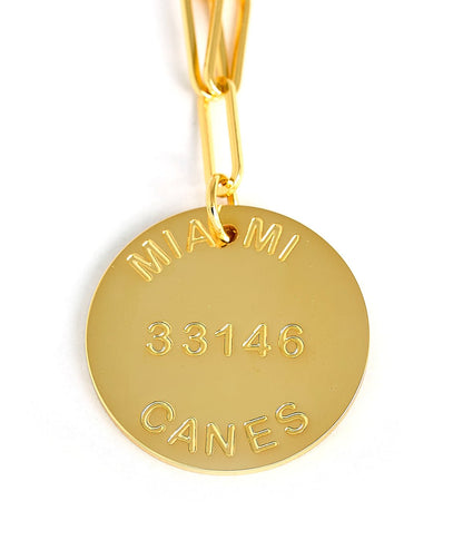 College Tag Charm Necklace - 18k Gold Plated Paper Clip Chain