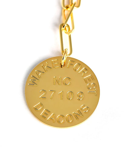 College Tag Charm Necklace - 18k Gold Plated Paper Clip Chain