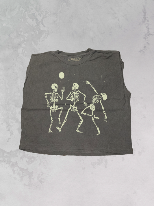 Underground Original Design: Dancing Skeletons, Western Cropped Muscle Tank