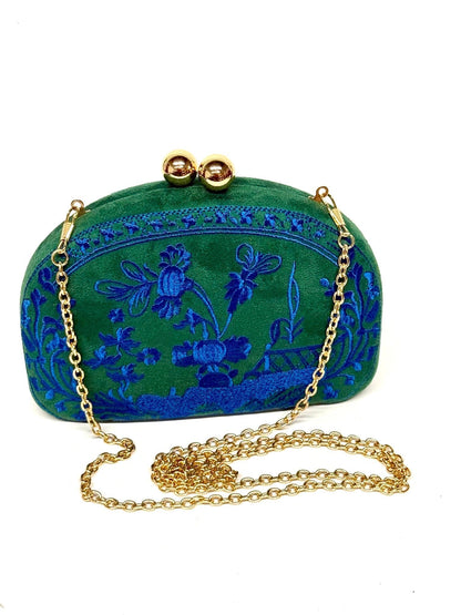 Garden Party- Green Combo- Embroidered Clutch