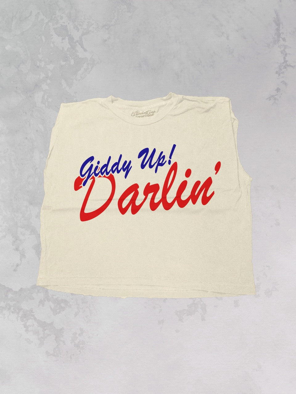 Underground Original Design: Giddy up Darlin', Western Vintage Cropped Muscle Tank