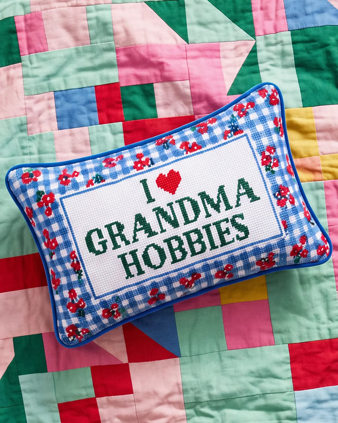 Grandma Hobbies Needlepoint Pillow