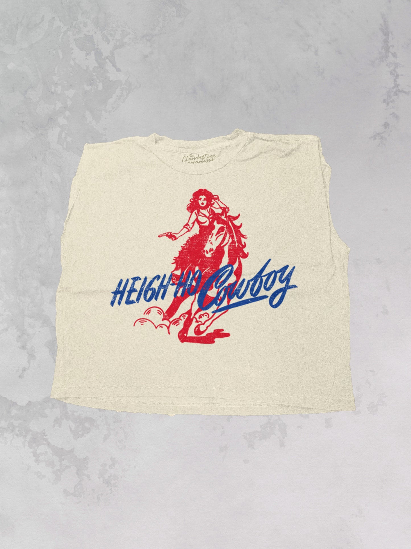 Underground Original Design: Heigh-Ho-Cowboy, Western Vintage Cropped Muscle Tank
