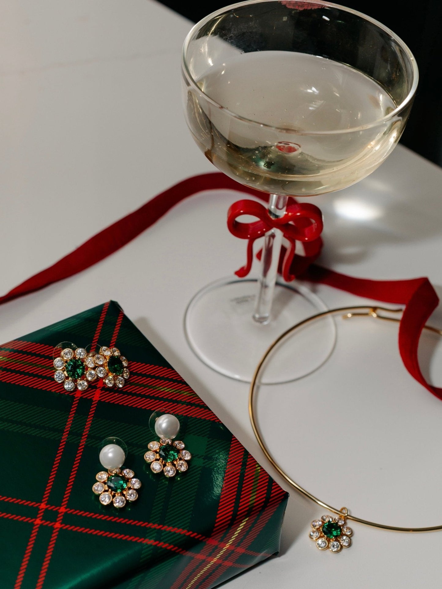 Kelly- Emerald Collar Necklace- 18k Gold Plated - Belle of the Ball Collection