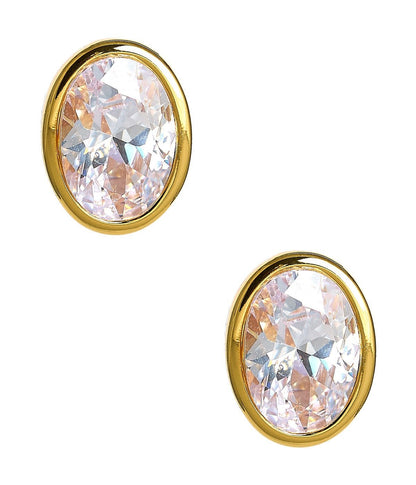 Large Bezel Oval Stud - 18k Gold Plated
