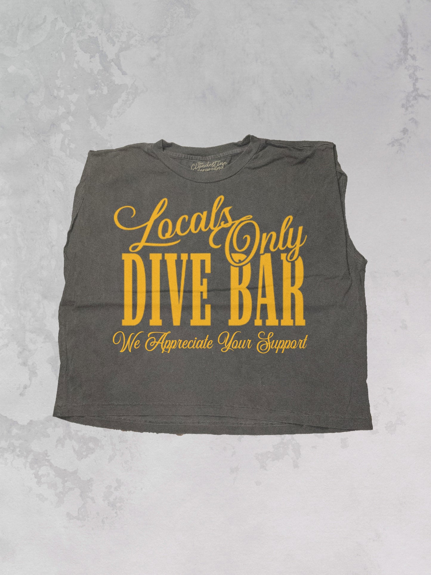 Underground Original Design: Locals Only Dive Bar Vintage Cropped Muscle Tank