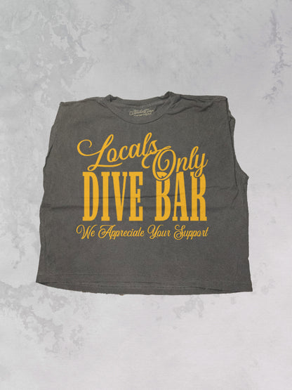 Underground Original Design: Locals Only Dive Bar Vintage Cropped Muscle Tank