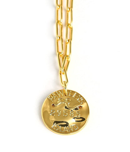 Mini Beach Tag Charm Necklace – 18k Gold Plated