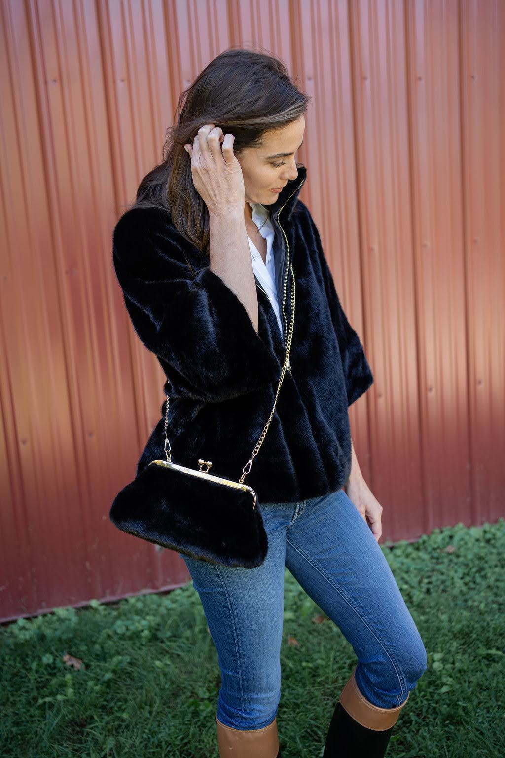 Sarah Faux Fur Clutch