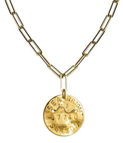 Beach Tag Charm Necklace – 18k Gold Plated