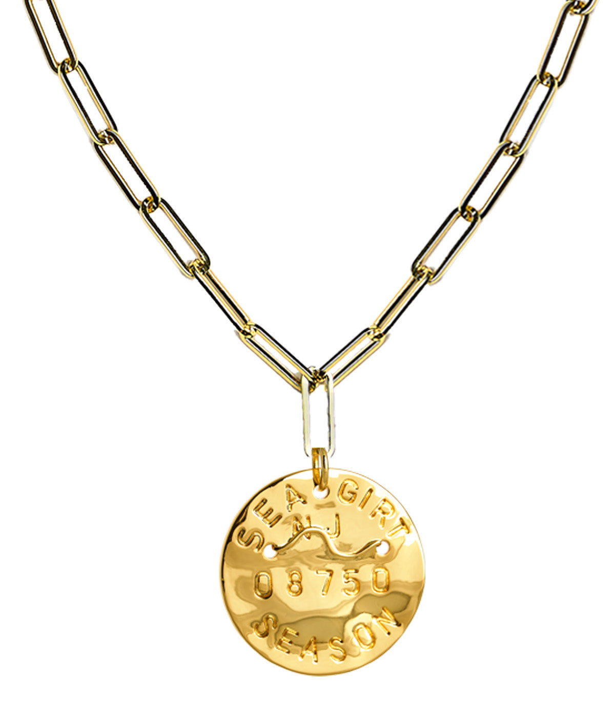 Beach Tag Charm Necklace – 18k Gold Plated