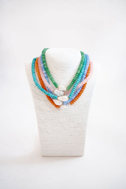 Susie- Quartz Beaded Necklace with freshwater Pearl