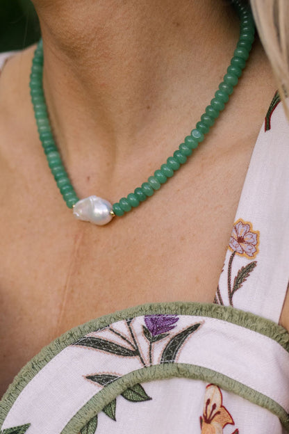 Susie- Quartz Beaded Necklace with freshwater Pearl