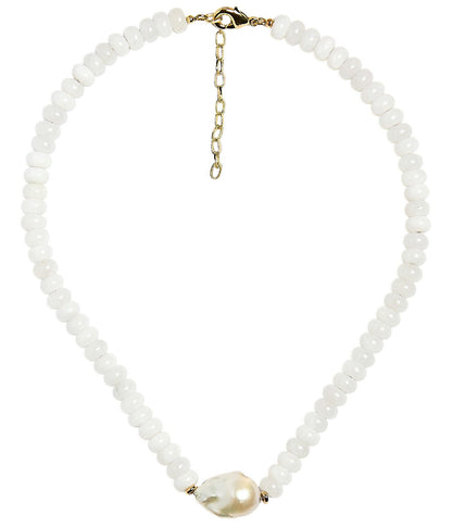 Susie- Quartz Beaded Necklace with freshwater Pearl