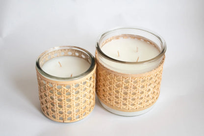 Basketweave Peony Candle