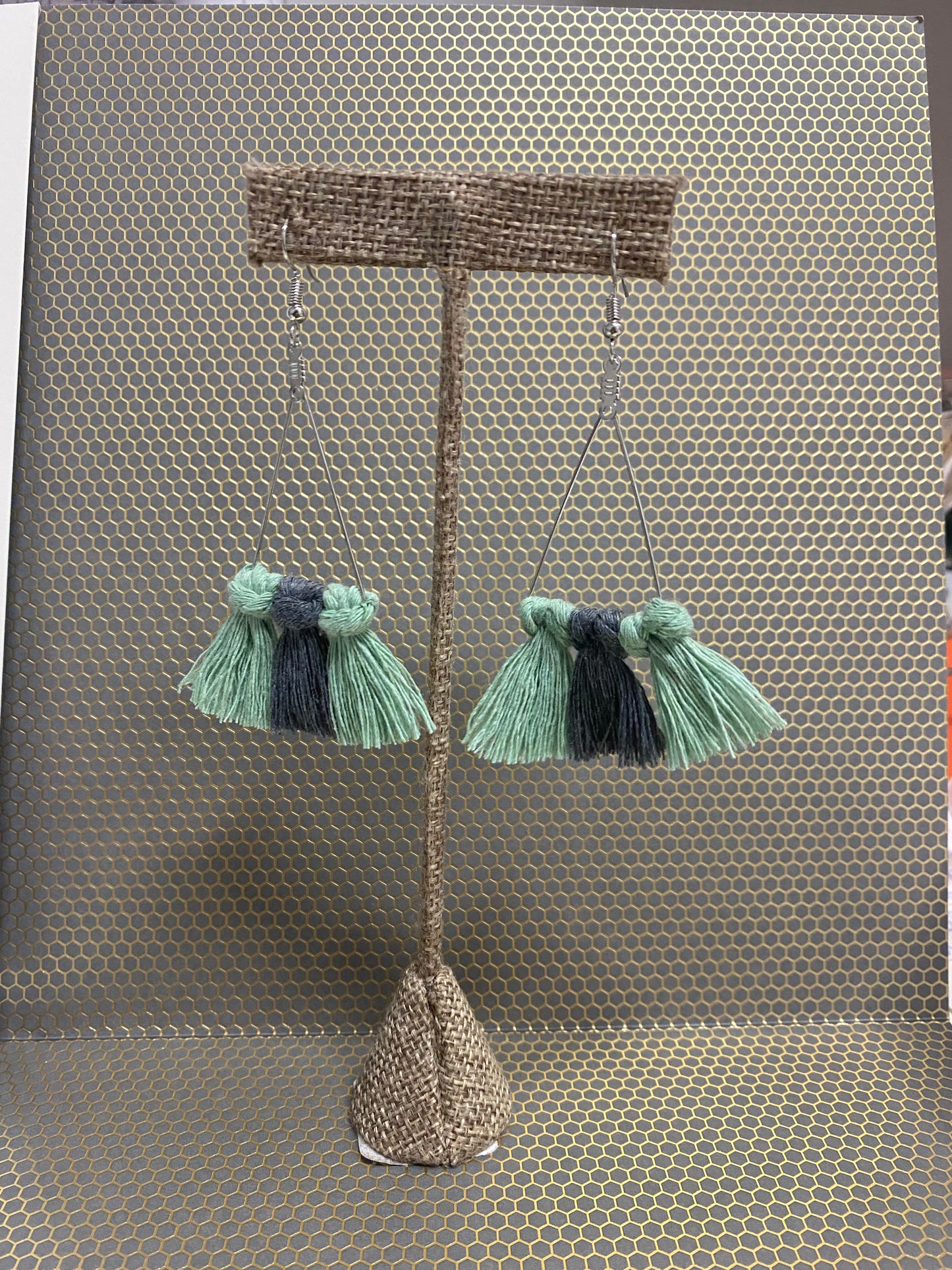 Triangle Crossover Macrame Earrings