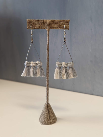 Triangle Crossover Macrame Earrings