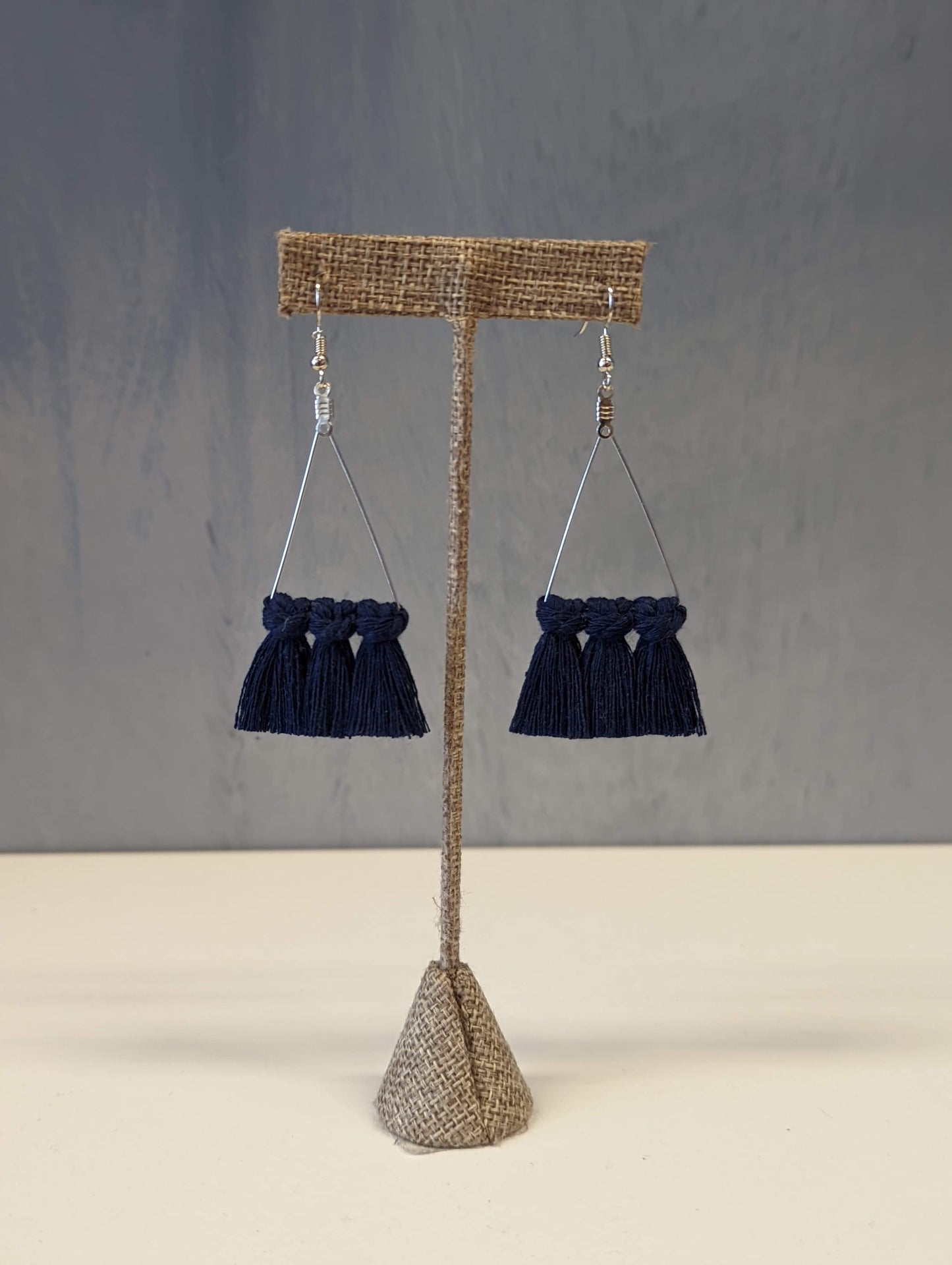 Triangle Crossover Macrame Earrings