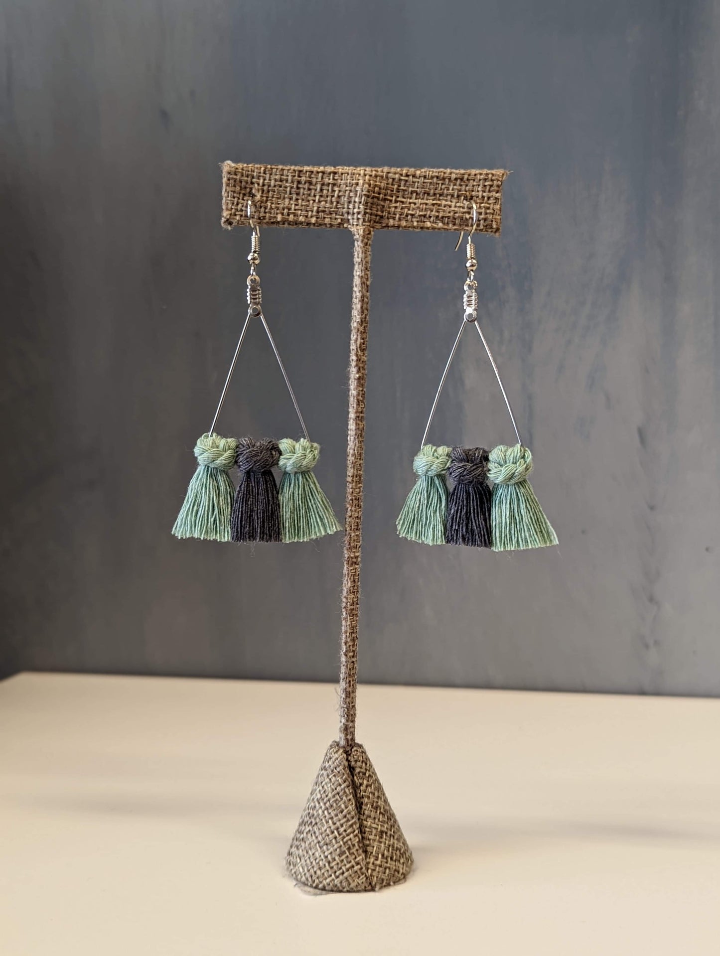 Triangle Crossover Macrame Earrings