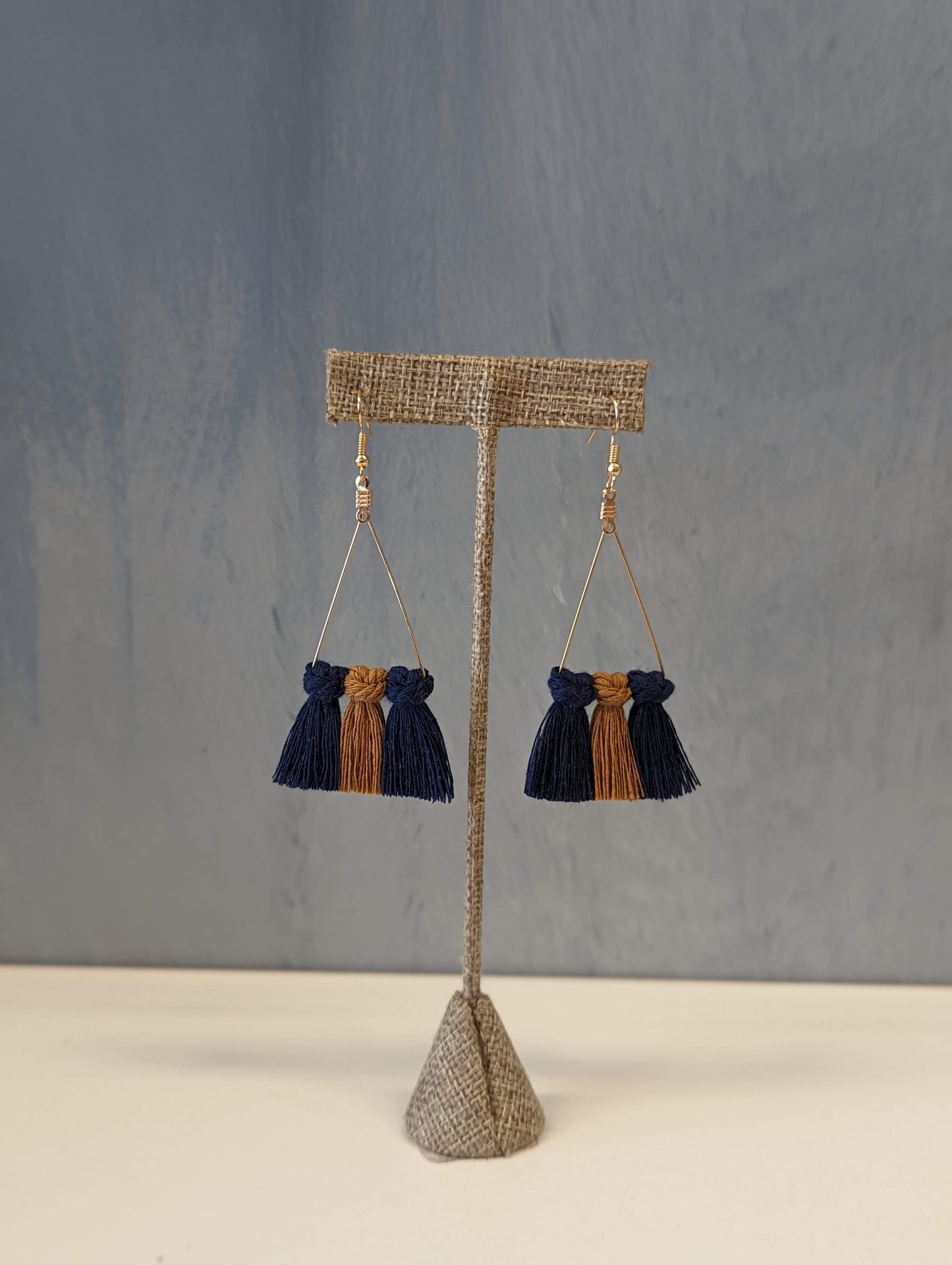 Triangle Crossover Macrame Earrings