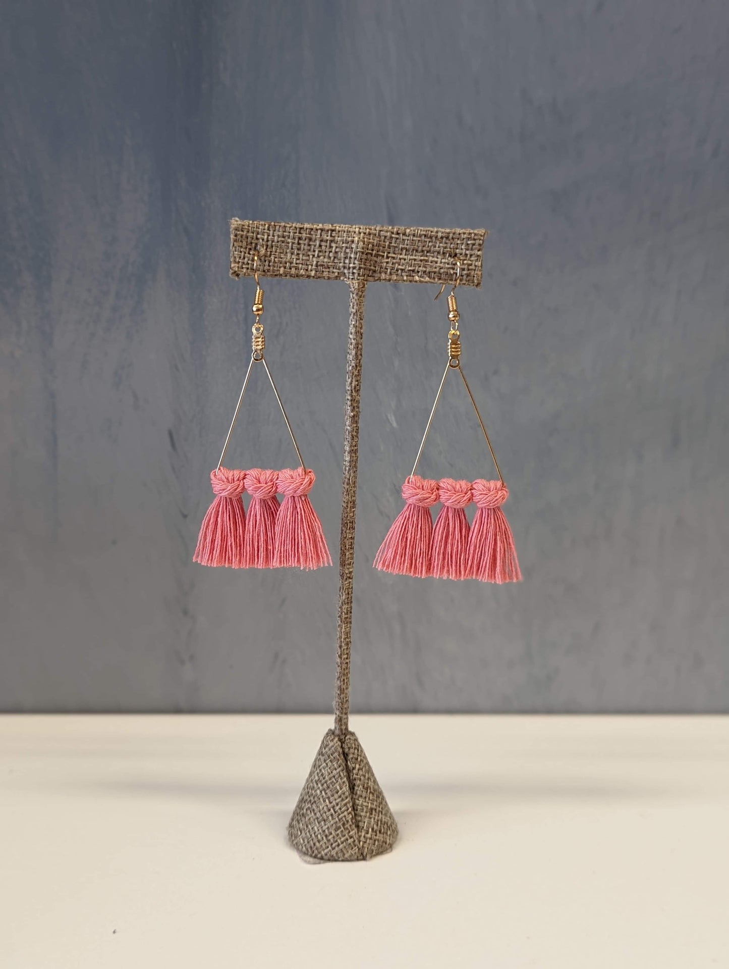 Triangle Crossover Macrame Earrings